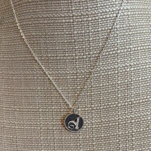 Kohl's Silver Plated Initial A Pendant Necklace with Black Enamel